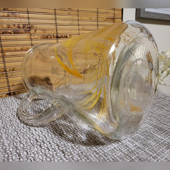 MCM Libbey Golden Wheat Harvest 2 Quart Glass Pitcher w/Ice Lip - Picture 4 of 5